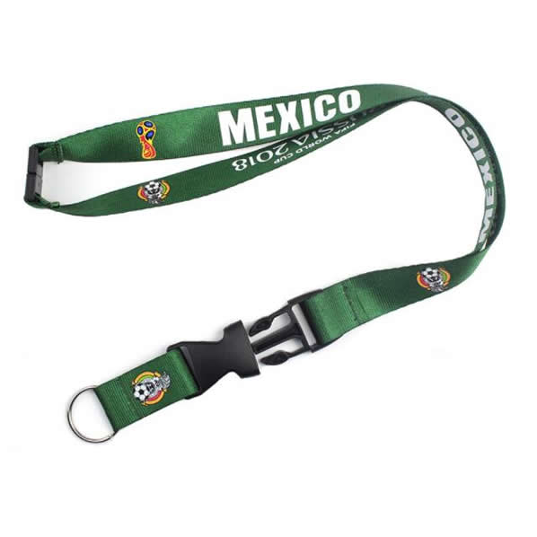 World Cup Custom Logo Printed Nylon Linking Woven Lanyard With Special Hook